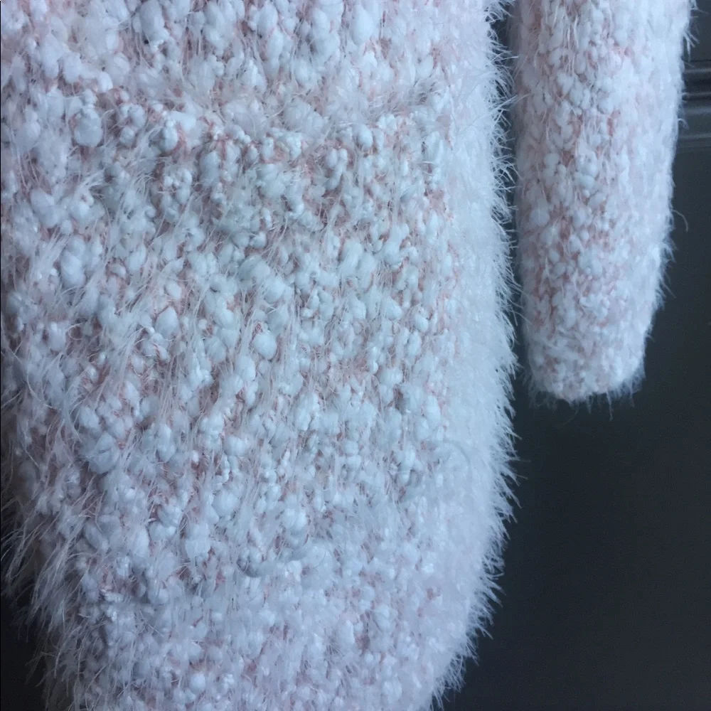 Cleo eyelash fluffy knit cardigan light pink EUC Sz S - Picture 8 of 13